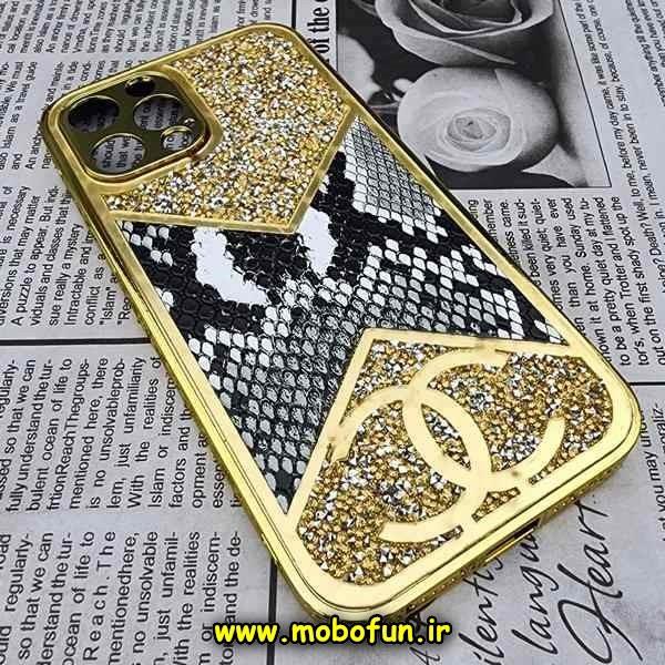 قاب گوشی iPhone 12 Pro Max آیفون مدل لاکچری سلطنتی پوست ماری نگین دار آینه ای چنل CHANEL اورجینال برند کرتیو CREAVIVE کد 535